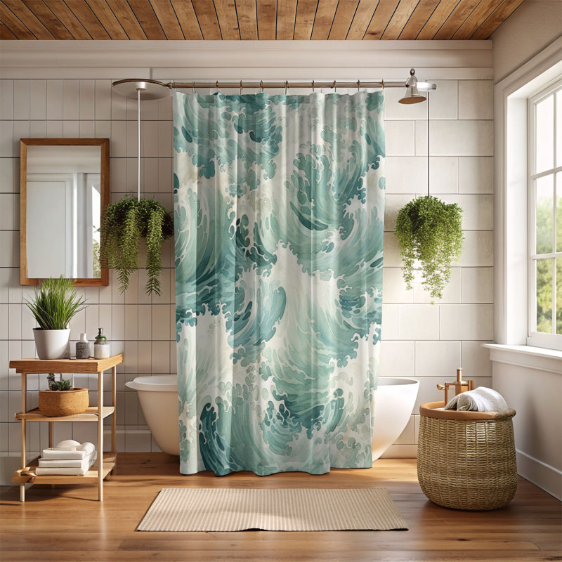 Rideau de douche standard 1 pièce Sea Serenade, H 74 po x l 35 po