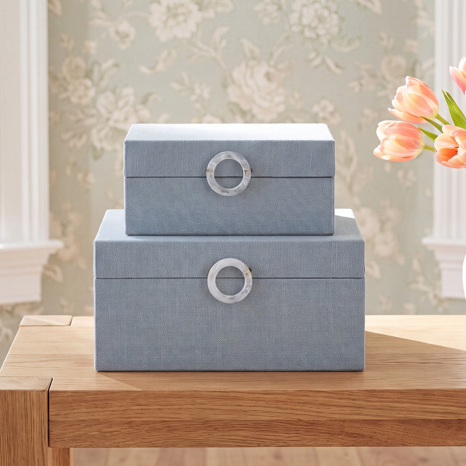Sagebrook Home Fawn Wood Box Set, Blue