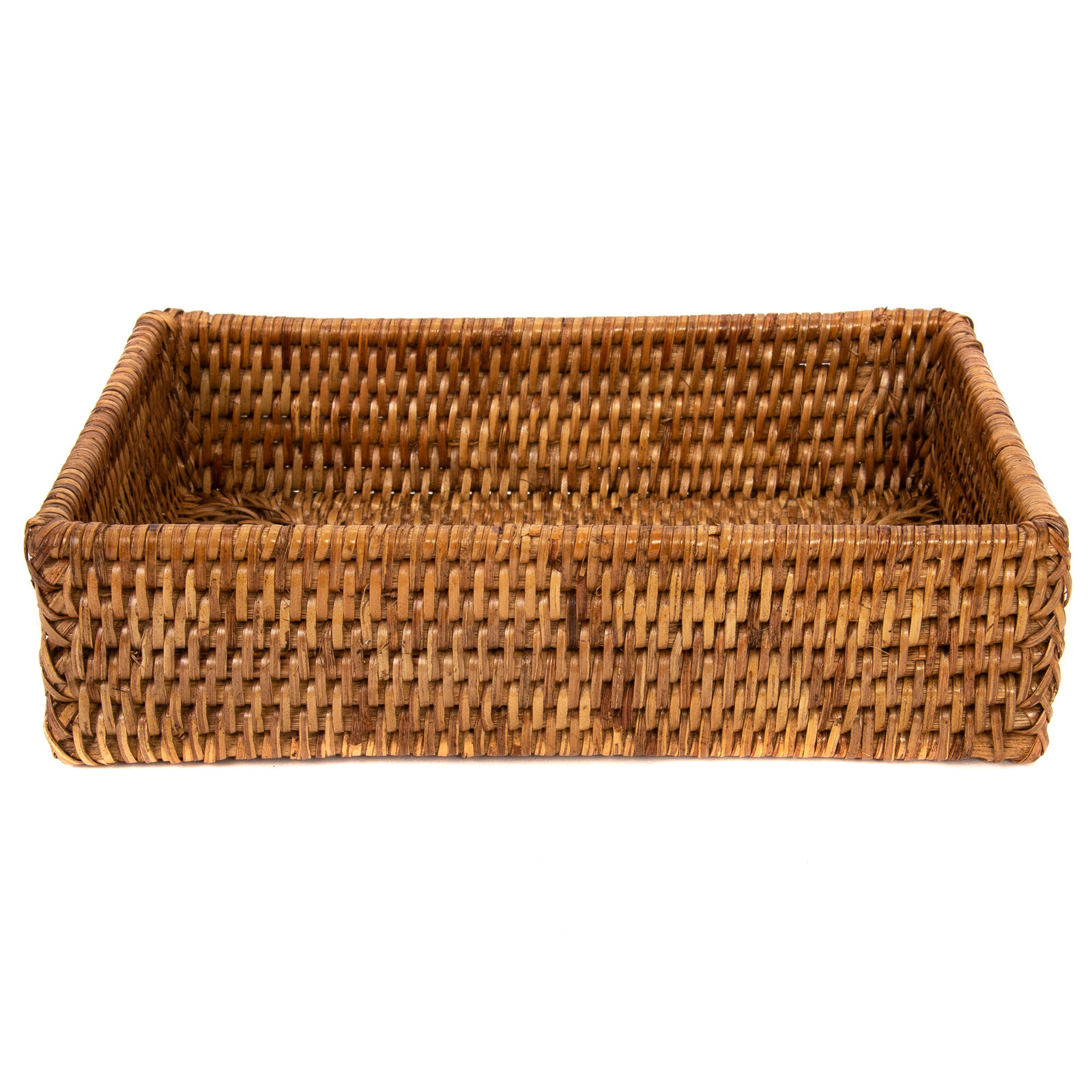 Cynda Rattan Large Guest Towel - Rectangular Napkin Holder, Honey Brown, 2.5" H x 9" W x 6" D