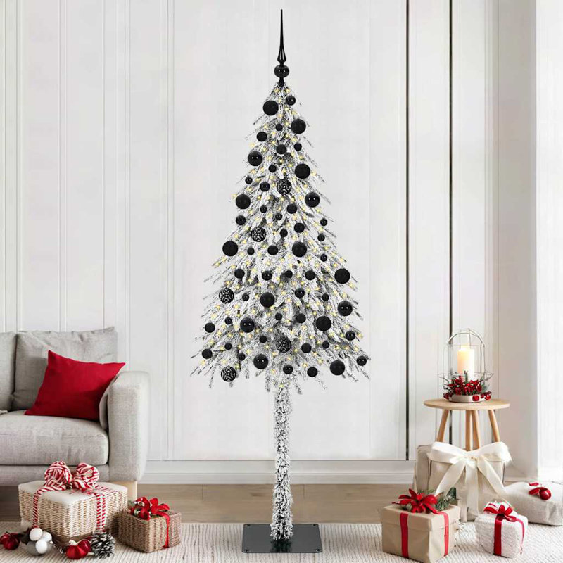Christmas Tree with 150 LEDs PE and Steel, Black, 6.89' H