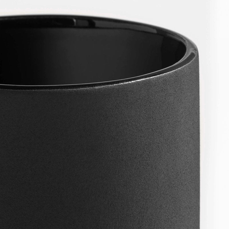 Flange Ceramic Table Vase, Black, 9" H x 7" W x 7" D