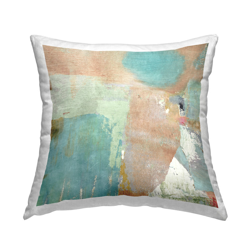 Coussin Victorian, Bleu abstrait 14, H 18 po x l 18 po, Carrée