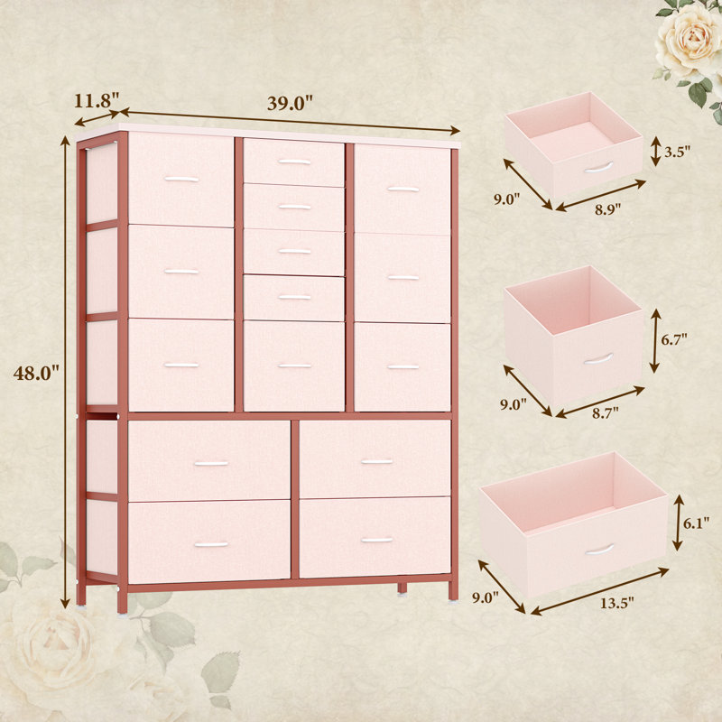 Storage Cabinet, Beige/Dusty Pink
