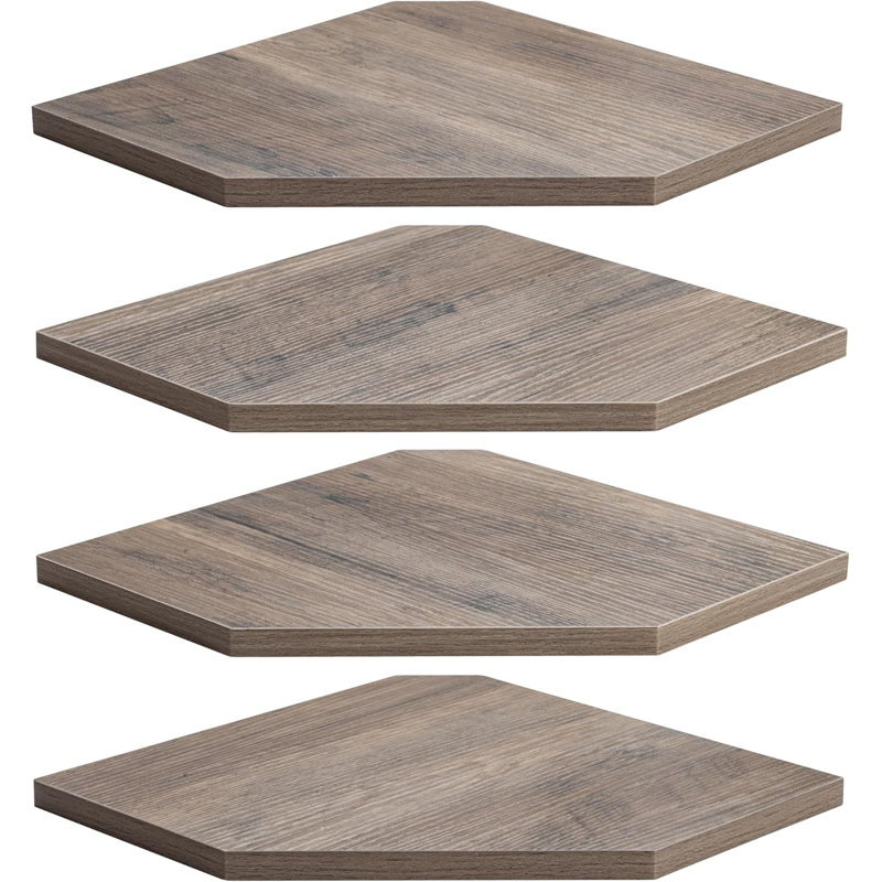 Floating Corner Shelves Set Of 4, Wall Mounted Corner Shelf Organizer, Rustic Wood Wall Storage Display Shelves For Living Room, Bedroom, Bathroom, Kitchen