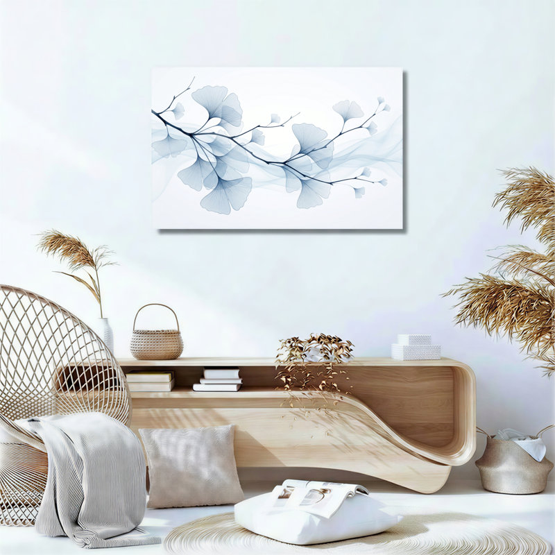 Feuilles bleues, reproduction d'art sur toile, ensemble de 1, Wrapped Canvas, H 24 po x l 36 po