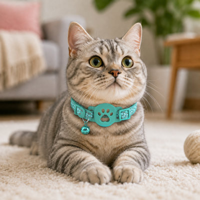 Collier ajustable pour chat à motif de patte réfléchissante avec boucle en forme de patte et clochette