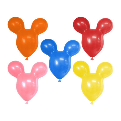  48 ballons en forme de tête de souris de 15 à 18 pouces en latex de couleurs variées PartyTex de qualité supérieure, idéal pour les fêtes à thème de souris * Gonflez d'abord les oreilles de la souris pour un gonflage adéquat