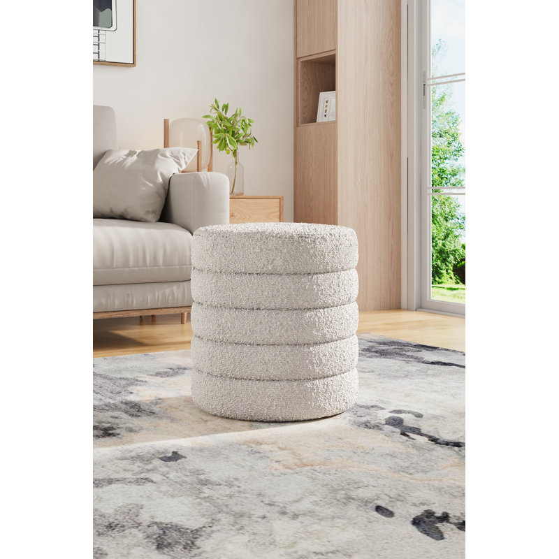 Avayah 45cm Wide Round Footstool Ottoman with Storage