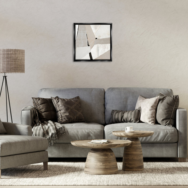 Rugged Shapes in Beige, Jet Black Floater Frame, 18" H x 18" W