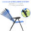 2pcs Folding Patio Chairs, Blue Adjustable Sling Back Chair With Removable Head Support For Outdoor, Garden, Lawn Use Backyard,