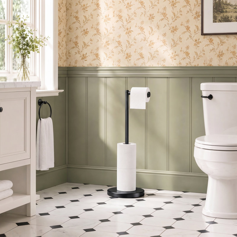 Porte-papier hygiénique sur pied, Noir mat