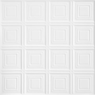 Tincraft Flush Tegular 9/16 2 ft. x 2 ft. Drop-In Mineral Fiber Acoustic Ceiling Tile in White, Set of 8