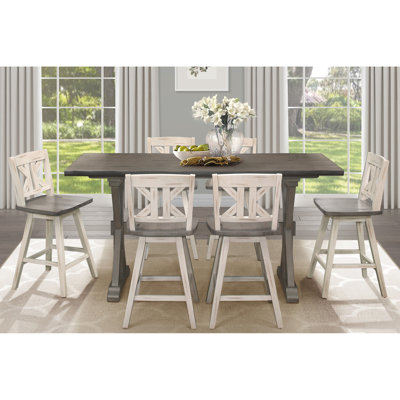 6 - Person Rubberwood Solid Wood Dining Set