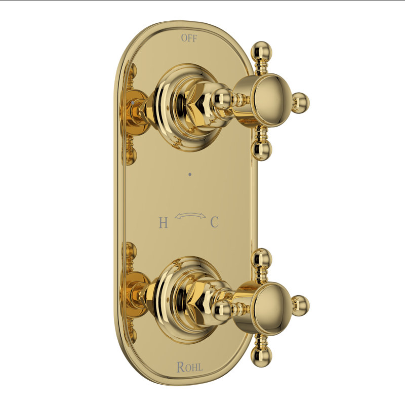 Country Bath Rohl 1/2" Thermostatic Trim With Diverter, Unlacquered Brass