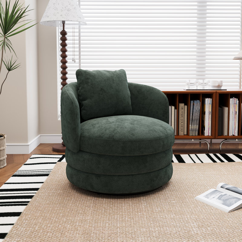 Fauteuil d'appoint pivotant en tonneau pivotant 30 po avec oreiller, Vert