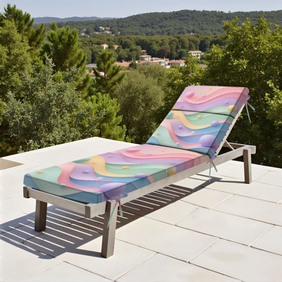 Coussin de patio extérieur pour l'extérieur 3 po Pastel Waves Abstract Floating Spheres