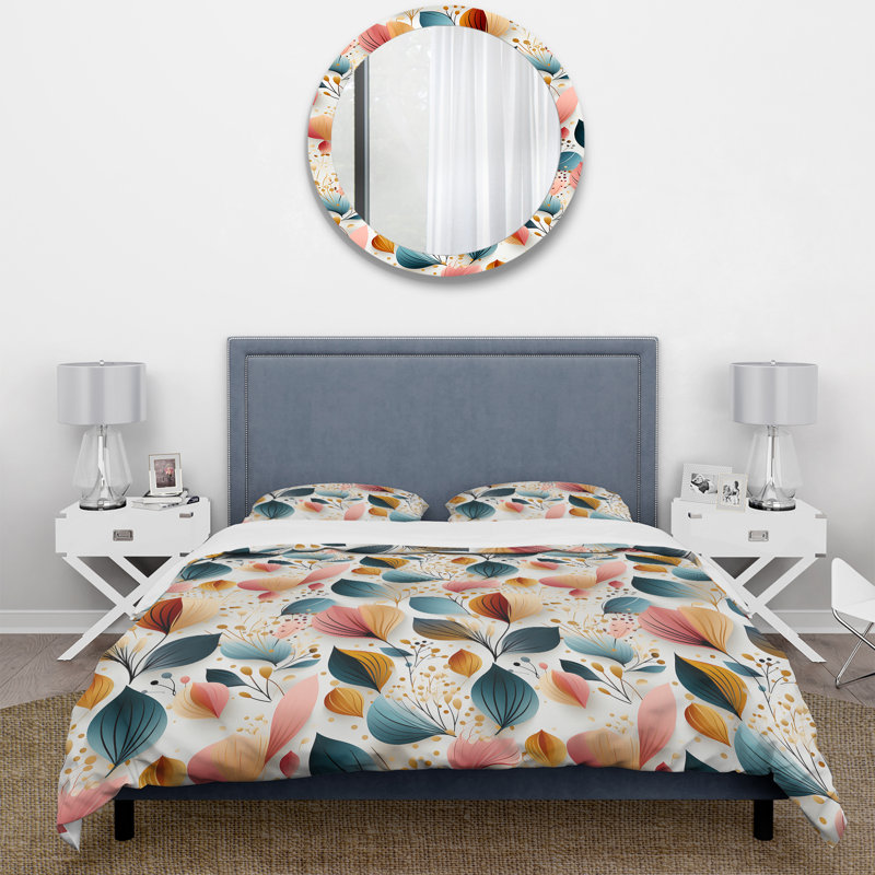 Ensemble de housse de couette Botanical Pastel, Housse de couette simple + 1 taie décorative stan