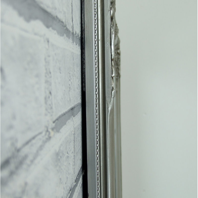 Brackenbury Solid Wood Rectangle Mirror, Antique Silver