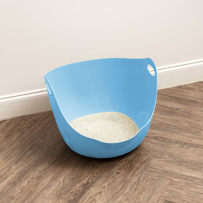 IRIS Flexi Cat Litter Pan With Handles, Blue, Large