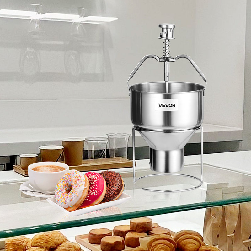 Déposeur de beignets, compte-gouttes manuel à grande capacité, distributeur de pâte commerciale en acier inoxydable 304, trémie à beignes avec support à réglage d'épaisseur 6, pour restaurant, café, boulangerie, cuisine