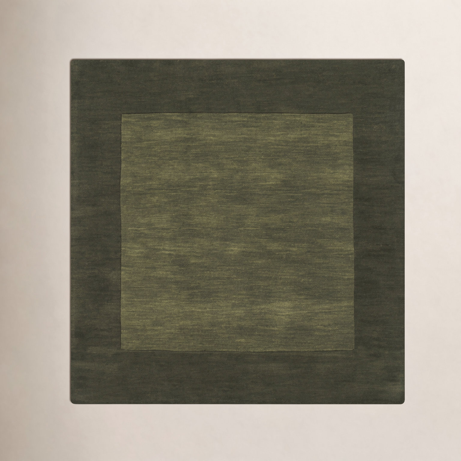 Dolma Hunter Green Hand-Loomed Wool Rug, Square 9'9"