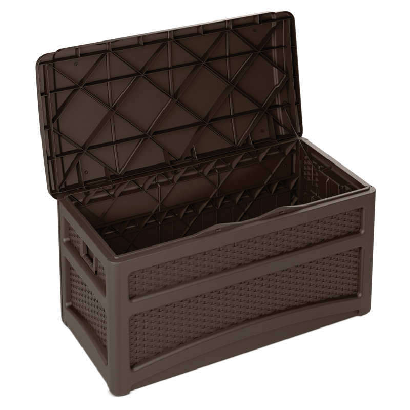 Suncast 46 in. W X 24 in. D Java Plastic Deck Box with Seat 73 gal