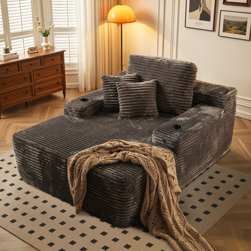 Boneless No Assembly Required Compression Packed 1-piece Cloud Modular Upholstered Sectional Sofa, Gray Corduroy 