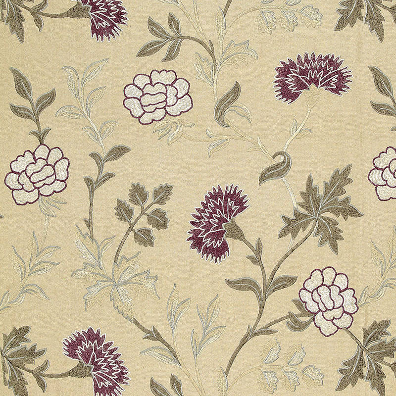 Sheridan Embroidery  Fabric, Mulberry