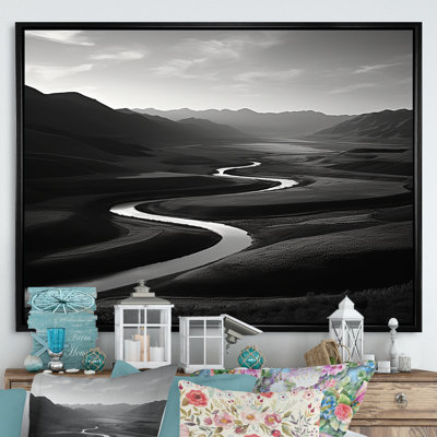 " Black And White Mountain River "