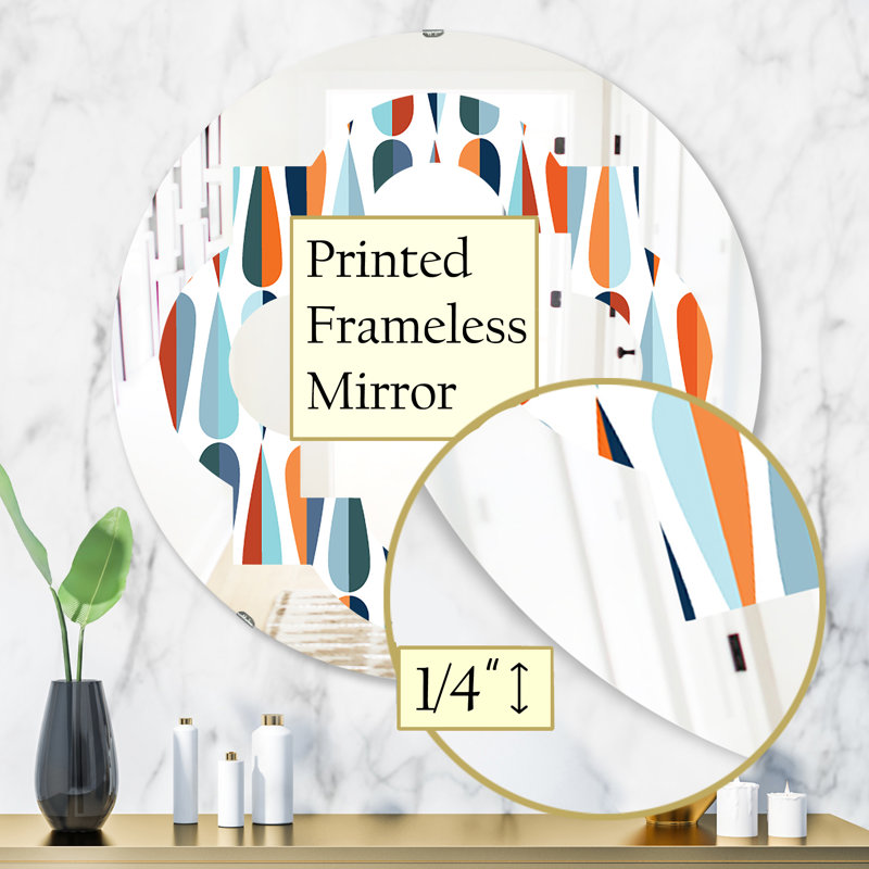 Miroir mural abstrait sans cadre abstrait moderne et contemporain quadrilobe, H 31,5 po x l po