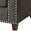 Fauteuil à accoudoirs évasés gris anthracite avec coussins décoratifs séduisants et garniture de bordure au look sophistiqué