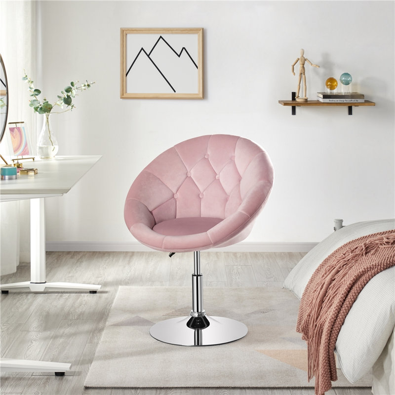 Mavin Velvet Swivel Barrel Chair, Pink Velvet