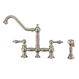 Hailey Vintage III Plus Bridge Faucet with Long Traditional Swivel Spout Lever Handles and Solid Side Spray