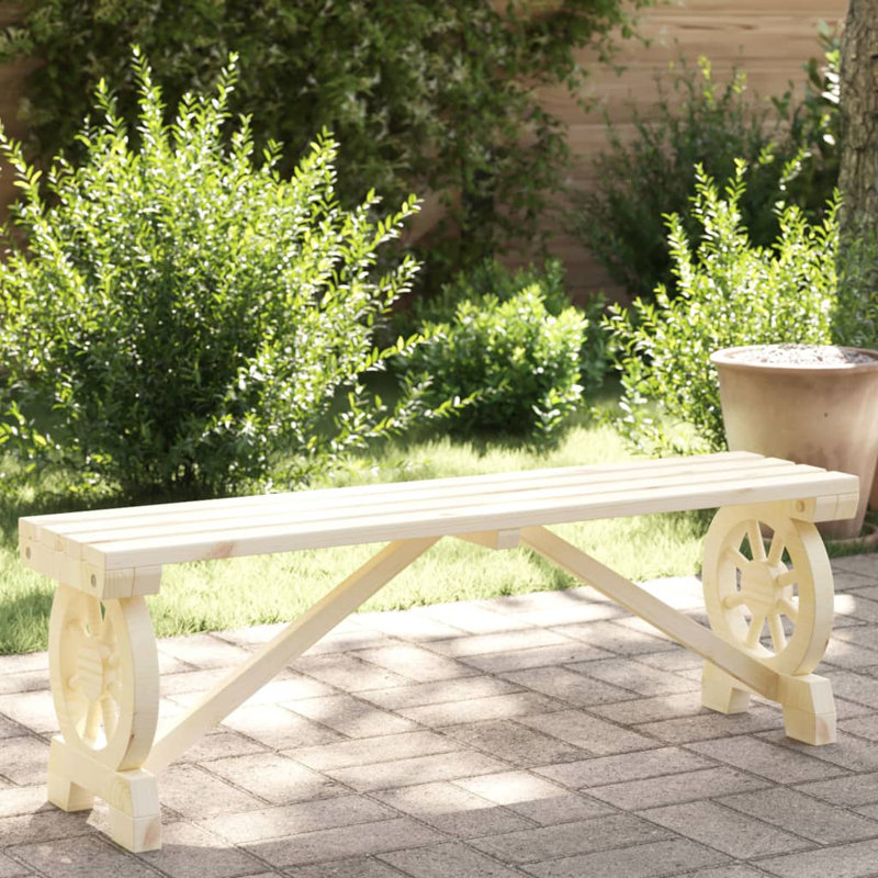 Solid Wood Fir Outdoor Bench, Beige
