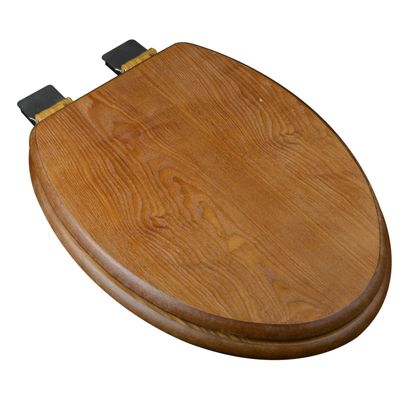 Elongated Toilet Seat and Lid, Dark Brown, Brushed Nickel