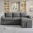 83.5" L-Shaped Sofa Couch Convertible Sofa Bed Sectional Sofa With Ample Storage Space, Two Cup Holders And Two USB Ports For Living Room, Gray-1443052561
