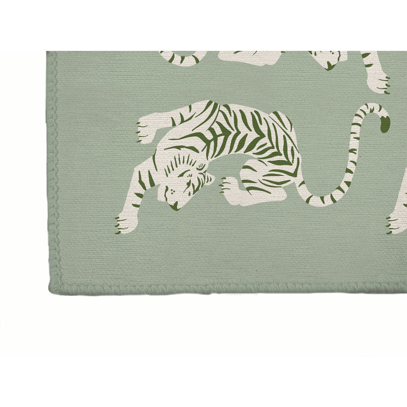 Tapis de cuisine Hey Tiger, Rectangle 5 pi x 7 pi, Vert