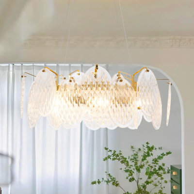 24 Inch French Style Living Room Adjustable Glass Chandelier