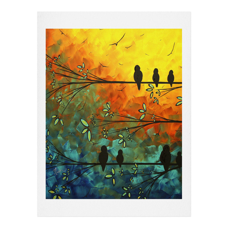 "birds of a feather" par madart inc, impression d’art graphique sur papier, H 14 po x l 11 po
