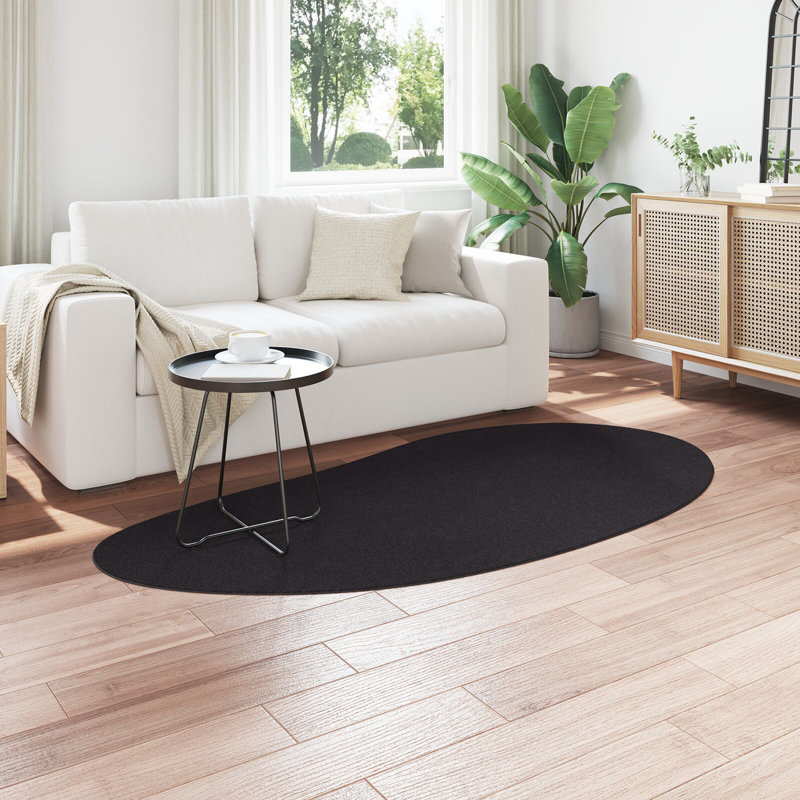 Area Rug Black Non-Slip, Novelty 100 x 200 cm, Wool