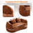 2-seater Curved Compressed Sofa, Upholstered Boneless Loveseat-1517070265