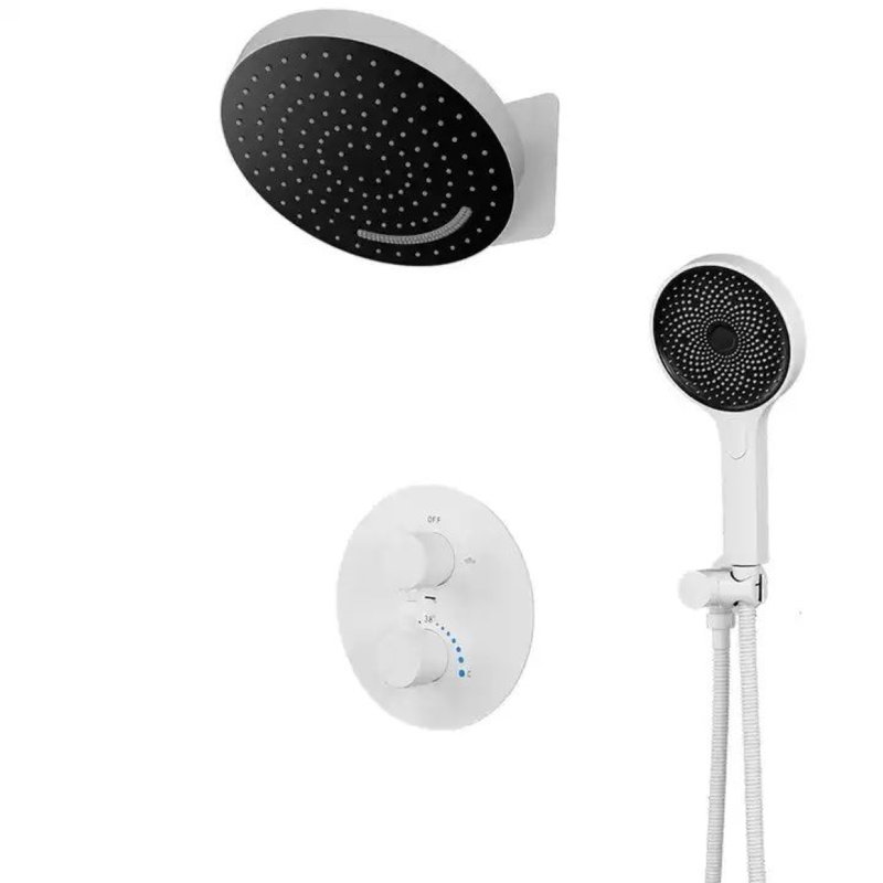 Juno Commercial White Finish Wall Mounted Single Handle Bathroom Shower Set