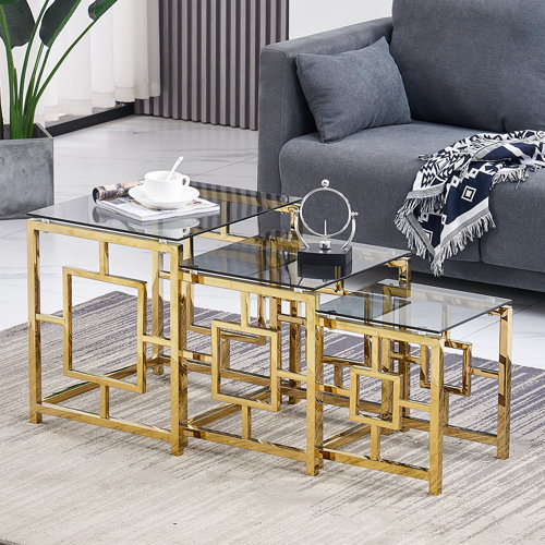 Mercer41 Esmee Glass Top Nesting Coffee Table | Wayfair