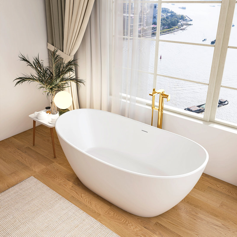 65 Inch Artificial Stone Solid Surface Freestanding Bathroom Bathtub