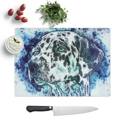 Tempered Glass Dalmatian Dog Chopping Board