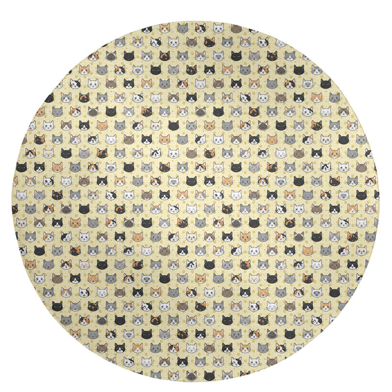 Tapis jaune kitty chat, Rond 5 pi