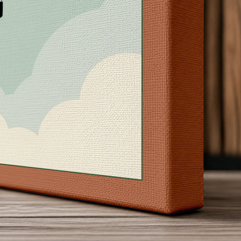 Hot Air Balloon at Dawn Minimalist - Wrapped Canvas, 36x24 - 91.4 x 61.0 cm, Terracotta Border