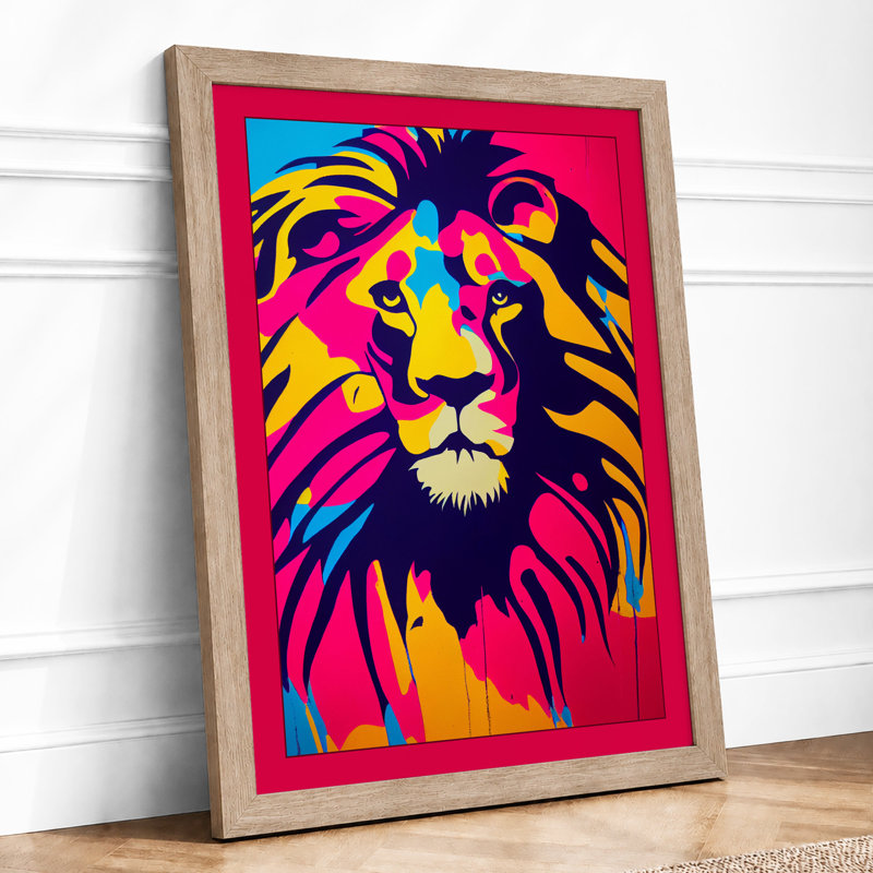 Pop Art Lion Modern - Print, A4 - 29.7 x 21.0 cm, Oak