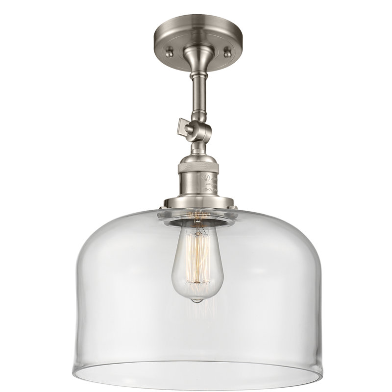 Plafonnier semi-encastré 1 lumière 12 po Temescal, Transparent, Ampoule DEL 6 watts Vinage, Nickel satiné brossé