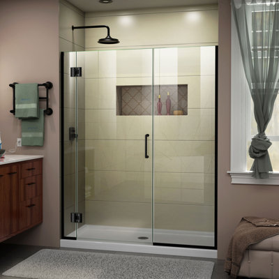 DreamLine Unidoor-X 49 - 49.5 inch W x 72 inch H Frameless Hinged Shower Door in Matte Black